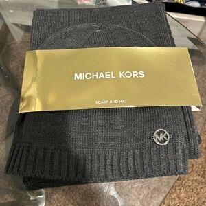 Michael Kors Charcoal Scarf and Hat Set